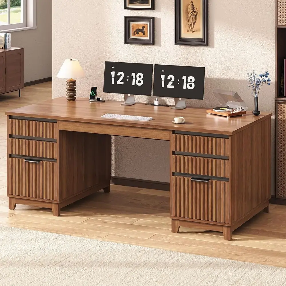 55.1 Inch L-shaped Office Desk with 6 Drawers, Acrylic File Desk, Executive Desk with Power Outlets for Home Office and Study in
55.1 Inch L-shaped Office Desk with 6 Drawers, Acrylic File Desk, Executive Desk with Power Outlets for Home Office and Study in