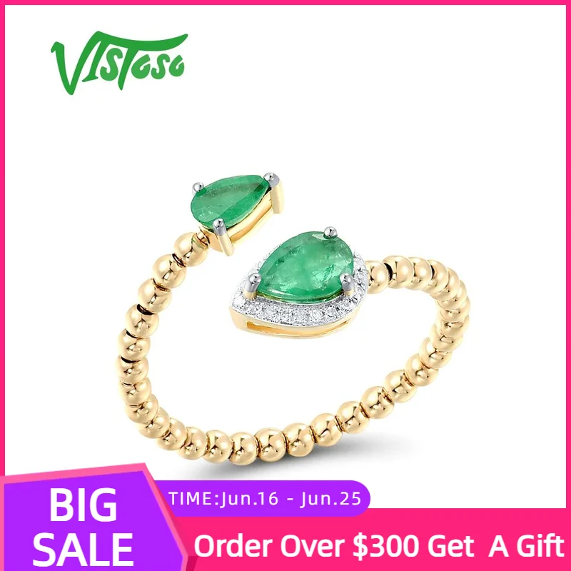 VISTOSO Genuine 14K 585 Yellow Gold Rings For Women Sparkling Emerald Diamond Adjustable Open Rings Daily Wear Fine Jewelry
VISTOSO Genuine 14K 585 Yellow Gold Rings For Women Sparkling Emerald Diamond Adjustable Open Rings Daily Wear Fine Jewelry