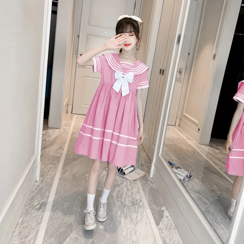 Girls' Summer Dress Dress New Bow Sailor Collar Skirt Primary and Secondary School Students College Style Dress
Girls' Summer Dress Dress New Bow Sailor Collar Skirt Primary and Secondary School Students College Style Dress