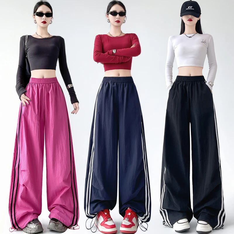 2024 New Autumn Women's American Style Striped Work Pants, High-Waist Drawstring Wide-Leg Two-Way Casual Sports Pants
2024 New Autumn Women's American Style Striped Work Pants, High-Waist Drawstring Wide-Leg Two-Way Casual Sports Pants