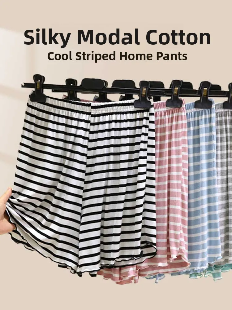 Summer Modal Striped Shorts Women's Large Size Loose Home Pants Outdoor Versatile Sports Elastic Waist Sleepwear
Summer Modal Striped Shorts Women's Large Size Loose Home Pants Outdoor Versatile Sports Elastic Waist Sleepwear