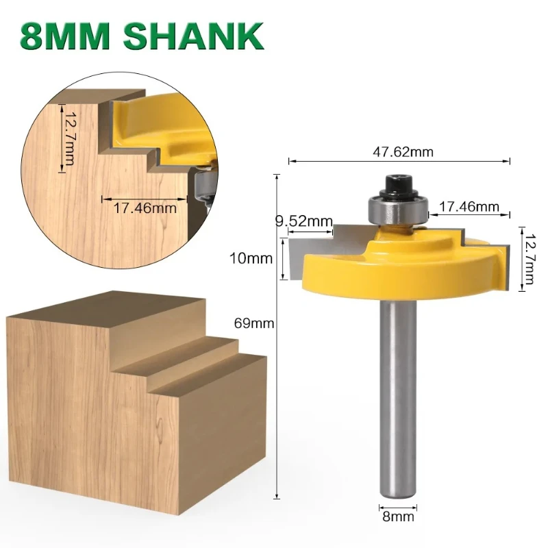 1PC 1/2" 12.7MM Shank Milling Cutter Wood Carving Picture Frame Stepped Rabbet Molding Router Bit C3 Carbide Tipped For Wood
1PC 1/2" 12.7MM Shank Milling Cutter Wood Carving Picture Frame Stepped Rabbet Molding Router Bit C3 Carbide Tipped For Wood