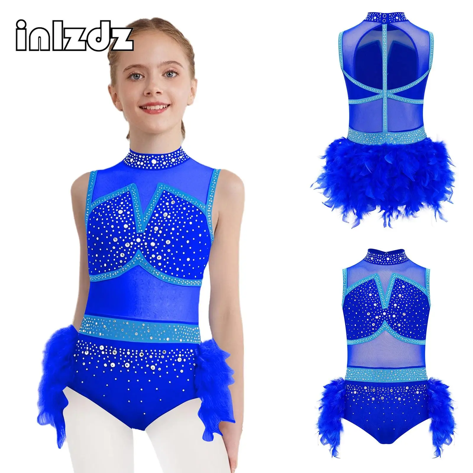 Kids Girls Jazz Latin Ballet Dance Costume Cutout Back Rhinestones Leotard with Feather Skirt for School Show Performance Party
Kids Girls Jazz Latin Ballet Dance Costume Cutout Back Rhinestones Leotard with Feather Skirt for School Show Performance Party