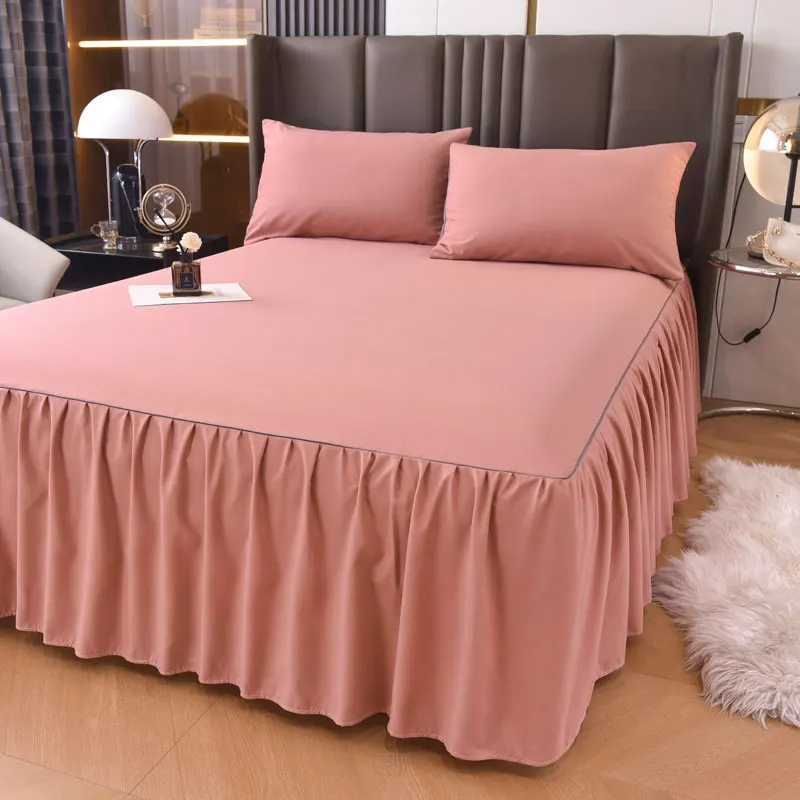 1.8m Bed Cover Pillowcase Three Piece Set Bed Skirt Anti Slip Solid Color Coverlet Mattress Dust Protection Bedspread with Strap
1.8m Bed Cover Pillowcase Three Piece Set Bed Skirt Anti Slip Solid Color Coverlet Mattress Dust Protection Bedspread with Strap