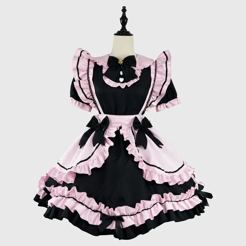 Lolita Black Pink Color Matching Maid Outfit Cosplay Cute and Sweet Girl Bow Decor Soft Kawaii Bow Maid Party Dresses
Lolita Black Pink Color Matching Maid Outfit Cosplay Cute and Sweet Girl Bow Decor Soft Kawaii Bow Maid Party Dresses