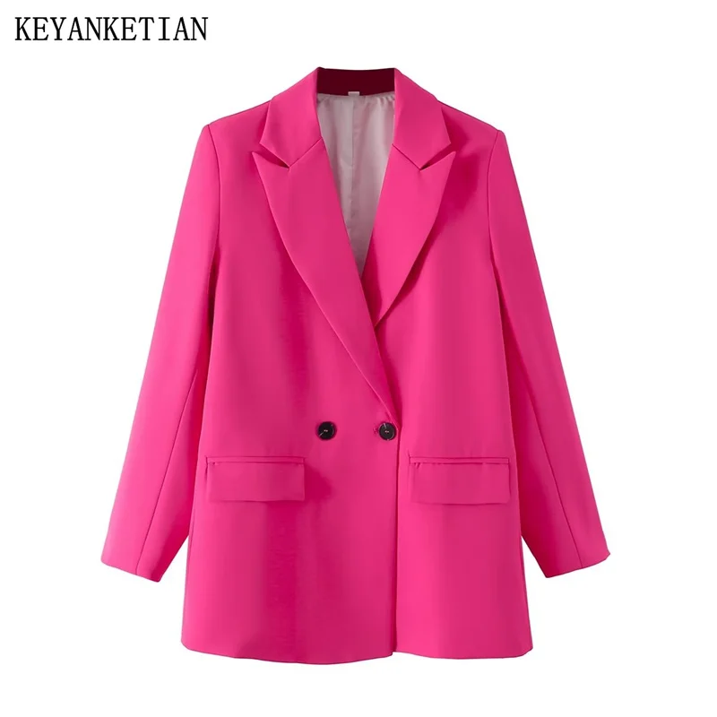 KEYANKETIAN Women's Double-Breasted Suit Autumn New Clamshell Pocket Trim Mid-Length Straight-Cut Commuter Outerwear Solid Color
KEYANKETIAN Women's Double-Breasted Suit Autumn New Clamshell Pocket Trim Mid-Length Straight-Cut Commuter Outerwear Solid Color