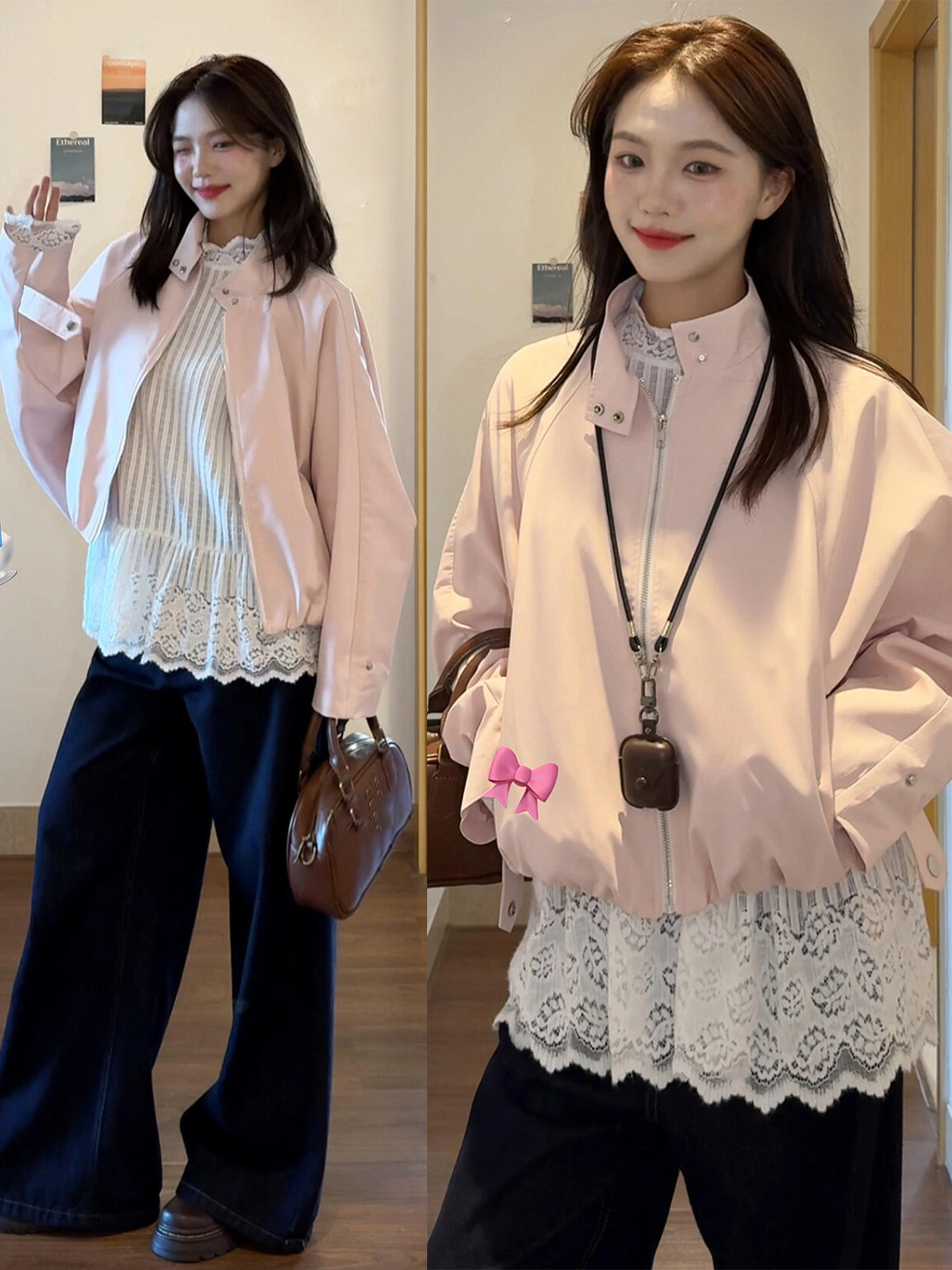 Розовый комплект из двух предметов: куртка с воротником-стойкой и свободные брюки на молнии, с белой внутренней подкладкой, для ранней осени, из полиэстера
Розовый комплект из двух предметов: куртка с воротником-стойкой и свободные брюки на молнии, с белой внутренней подкладкой, для ранней осени, из полиэстера