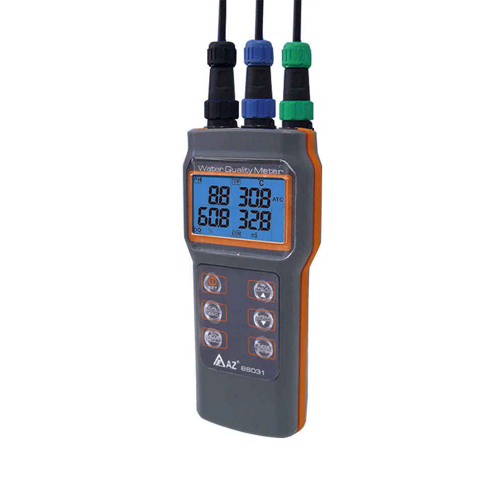 AZ86031 Digital Water Quality Meter Dissolved Oxygen Tester PH Conductivity Salinity Temperature PH Meter
AZ86031 Digital Water Quality Meter Dissolved Oxygen Tester PH Conductivity Salinity Temperature PH Meter