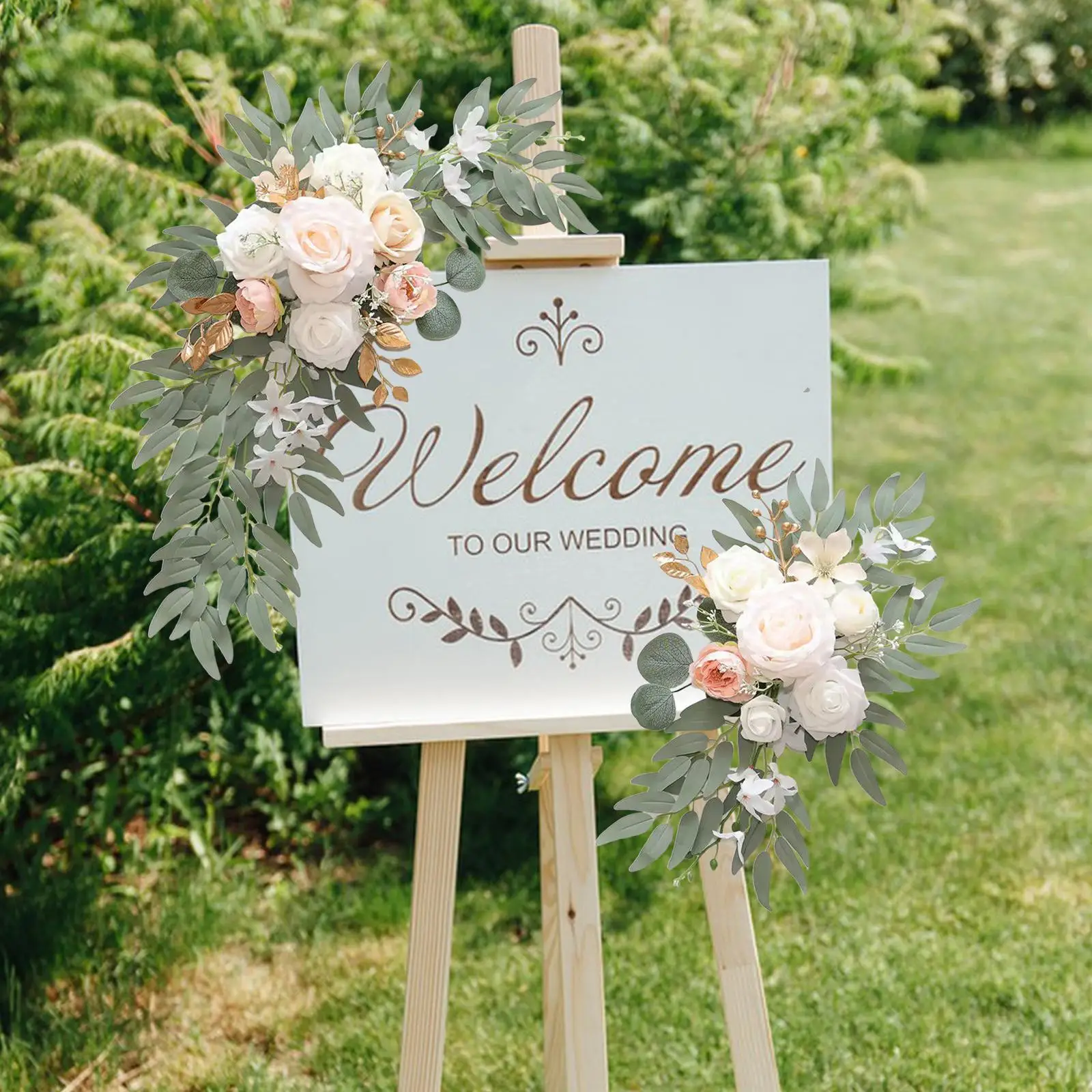 2 Pieces Wedding Arch Flowers Artificial Flower Swag Green Leaves Flower Garland Welcome Sign Decoration for Birthday Holiday
2 Pieces Wedding Arch Flowers Artificial Flower Swag Green Leaves Flower Garland Welcome Sign Decoration for Birthday Holiday