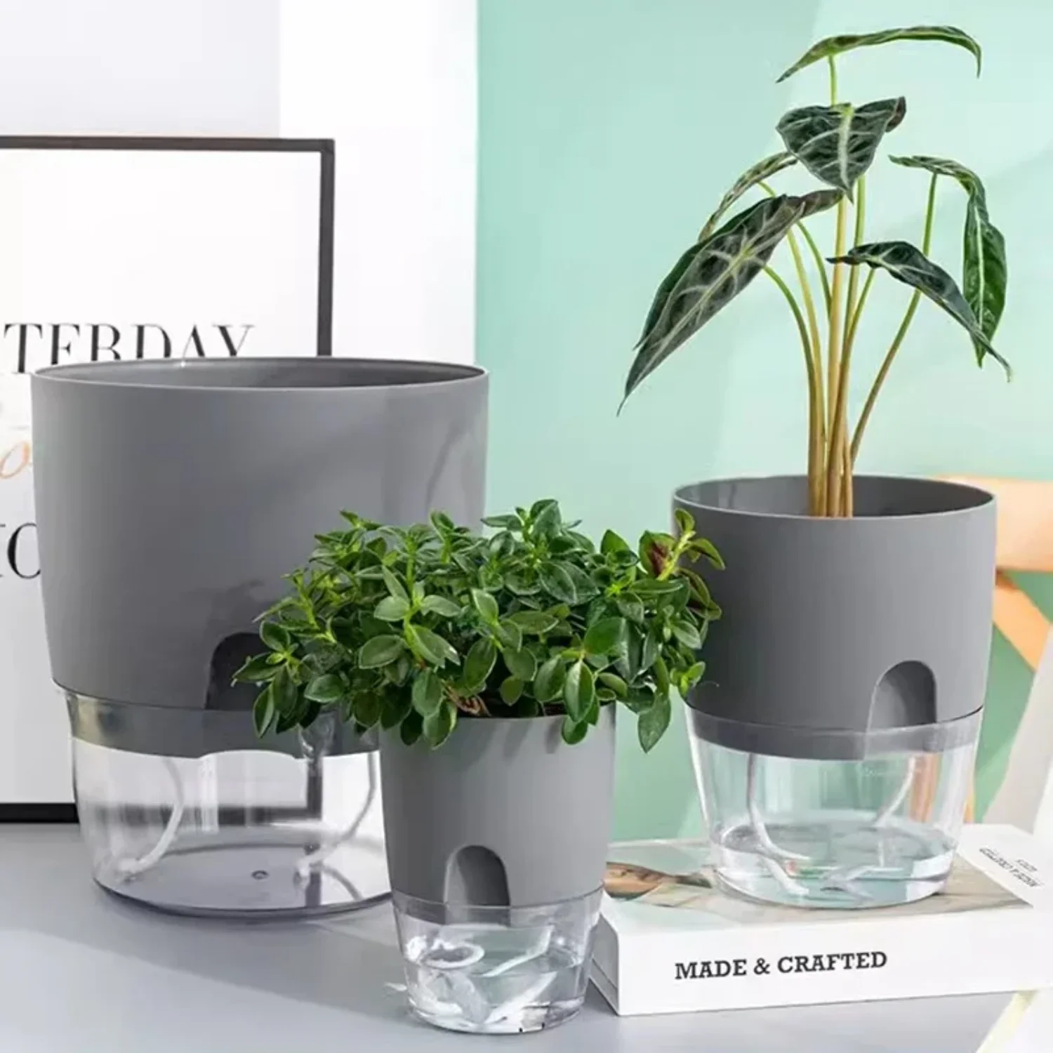 Transparent Double Layer Plastic Flower Pot Hydroponic Vase Self Watering Flowerpot Cotton Rope Watering Small Plant Pot Rattan
Transparent Double Layer Plastic Flower Pot Hydroponic Vase Self Watering Flowerpot Cotton Rope Watering Small Plant Pot Rattan