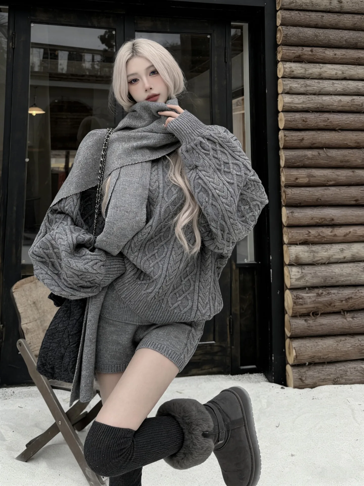 Faionable Knitted Sweater Set with Lantern Sve round Ne Soft Warm Thiened Tee-piece Women's Clothing for Autumn Wi...
Faionable Knitted Sweater Set with Lantern Sve round Ne Soft Warm Thiened Tee-piece Women's Clothing for Autumn Wi...