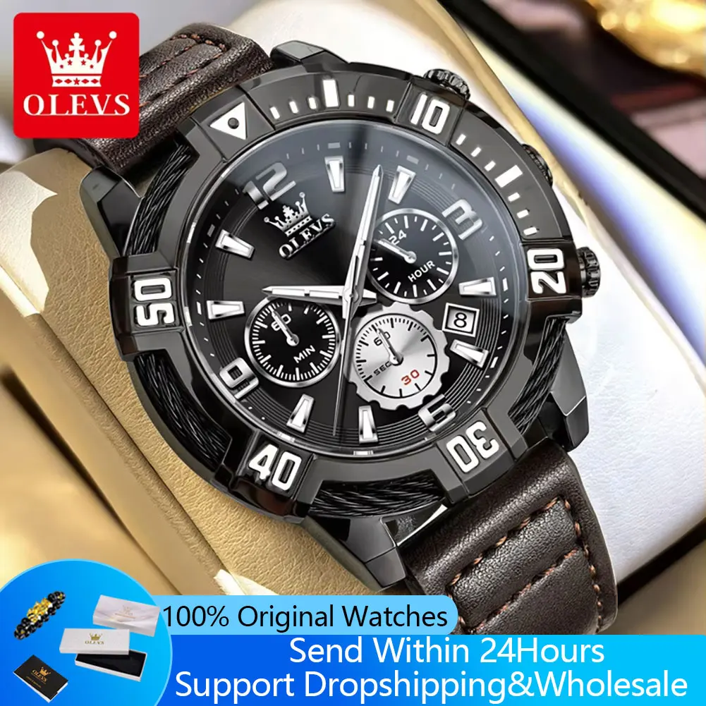 OLEVS 2999 Men's Quartz Watches 47mm Large Dial Elegant Fashion Leather Strap Chronograph Waterproof Luminous Sports Man Watch
OLEVS 2999 Men's Quartz Watches 47mm Large Dial Elegant Fashion Leather Strap Chronograph Waterproof Luminous Sports Man Watch