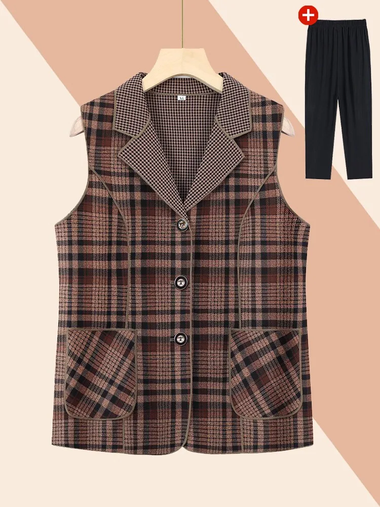 Autumn Checkered Vest Women's Fashionable Collared Sweater Grandmother Style Elderly Ladies Outerwear Polyester Cotton Blend
Autumn Checkered Vest Women's Fashionable Collared Sweater Grandmother Style Elderly Ladies Outerwear Polyester Cotton Blend