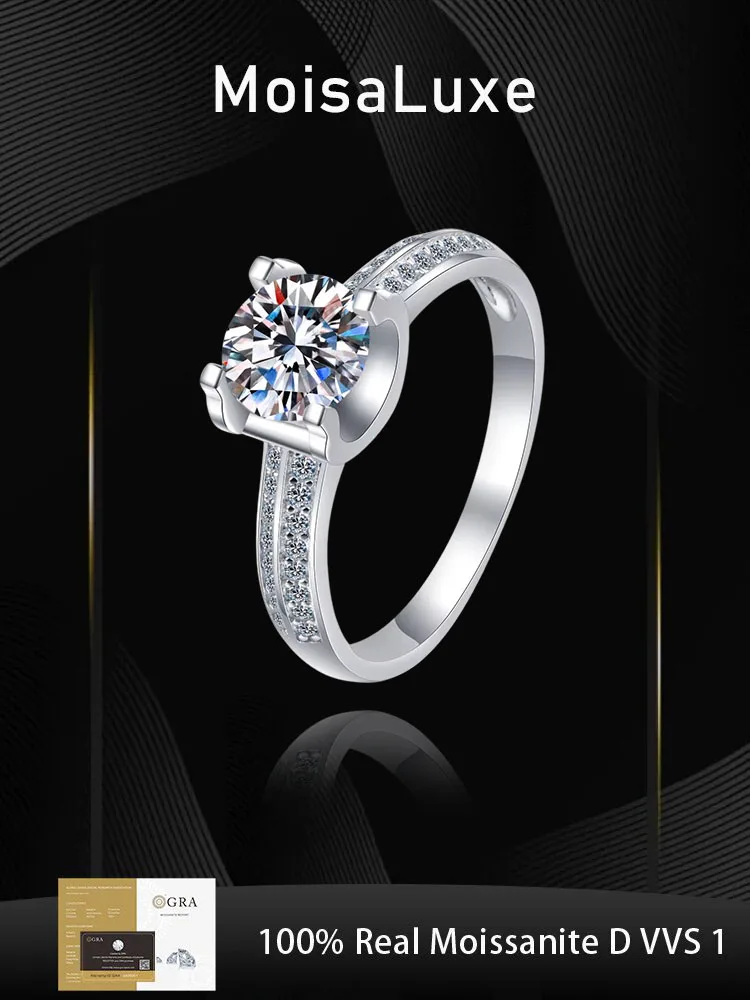 925 sterling silver round ring moissanite ring 1 carat with GRA certificate VVS1 D-color fashion luxury temperament fine jewelry
925 sterling silver round ring moissanite ring 1 carat with GRA certificate VVS1 D-color fashion luxury temperament fine jewelry