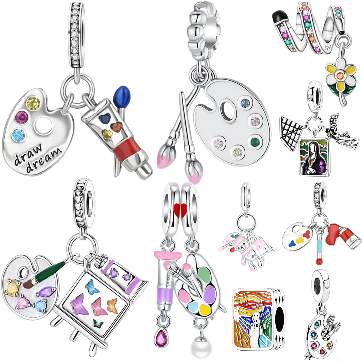 925 Sterling Silver Artist Charms Artistic Palette Prush Bead Painting Cute Pendant Fit Original Bracelet DIY Fine Jewelry Gift
925 Sterling Silver Artist Charms Artistic Palette Prush Bead Painting Cute Pendant Fit Original Bracelet DIY Fine Jewelry Gift