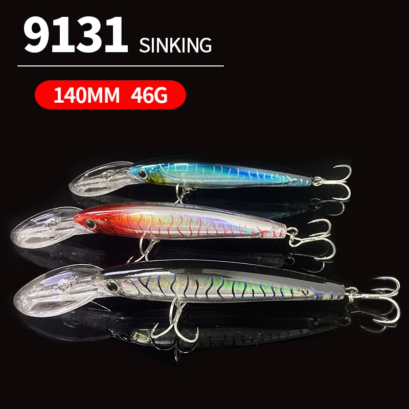 140mm 47g Big Trolling Sinking Minnow Fishing Lures Deep Diving Seawater Bass Artificial Bait Pesca Wobbler Jerkbait Swimbait
140mm 47g Big Trolling Sinking Minnow Fishing Lures Deep Diving Seawater Bass Artificial Bait Pesca Wobbler Jerkbait Swimbait