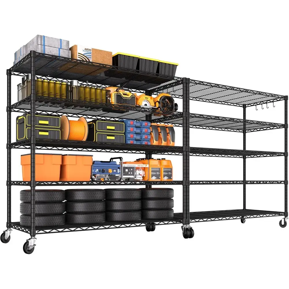 5-ярусный металлический стеллаж на колесах, 48x24x81, регулируемая полка для гаража, передвижной металлический органайзер для кладовой
5-ярусный металлический стеллаж на колесах, 48x24x81, регулируемая полка для гаража, передвижной металлический органайзер для кладовой