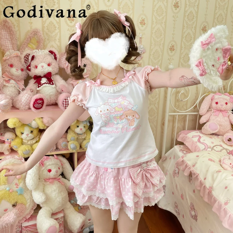 Sweet Daughter Clothes Soft Girls Cute T-shirt Tutu Skirt Suits Summer Women's Lace-up Cartoon Print Top Cake Skirt 2 Piece Sets
Sweet Daughter Clothes Soft Girls Cute T-shirt Tutu Skirt Suits Summer Women's Lace-up Cartoon Print Top Cake Skirt 2 Piece Sets
