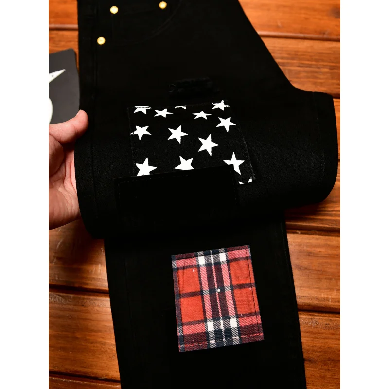 Patchwork design black jeans for men 2025Fashion Design Slim Fit Skinny Pants with Ripped Patches Trendy Long Pants
Patchwork design black jeans for men 2025Fashion Design Slim Fit Skinny Pants with Ripped Patches Trendy Long Pants