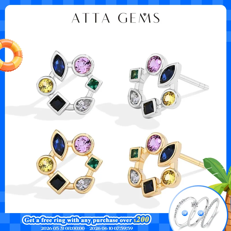 ATTAGEMS 925 Sterling Silver Stud Earring 18K Yellow Gold Plated For Women Girls Sapphire Spinel Zircon Stone Party Jewelry Gift
ATTAGEMS 925 Sterling Silver Stud Earring 18K Yellow Gold Plated For Women Girls Sapphire Spinel Zircon Stone Party Jewelry Gift