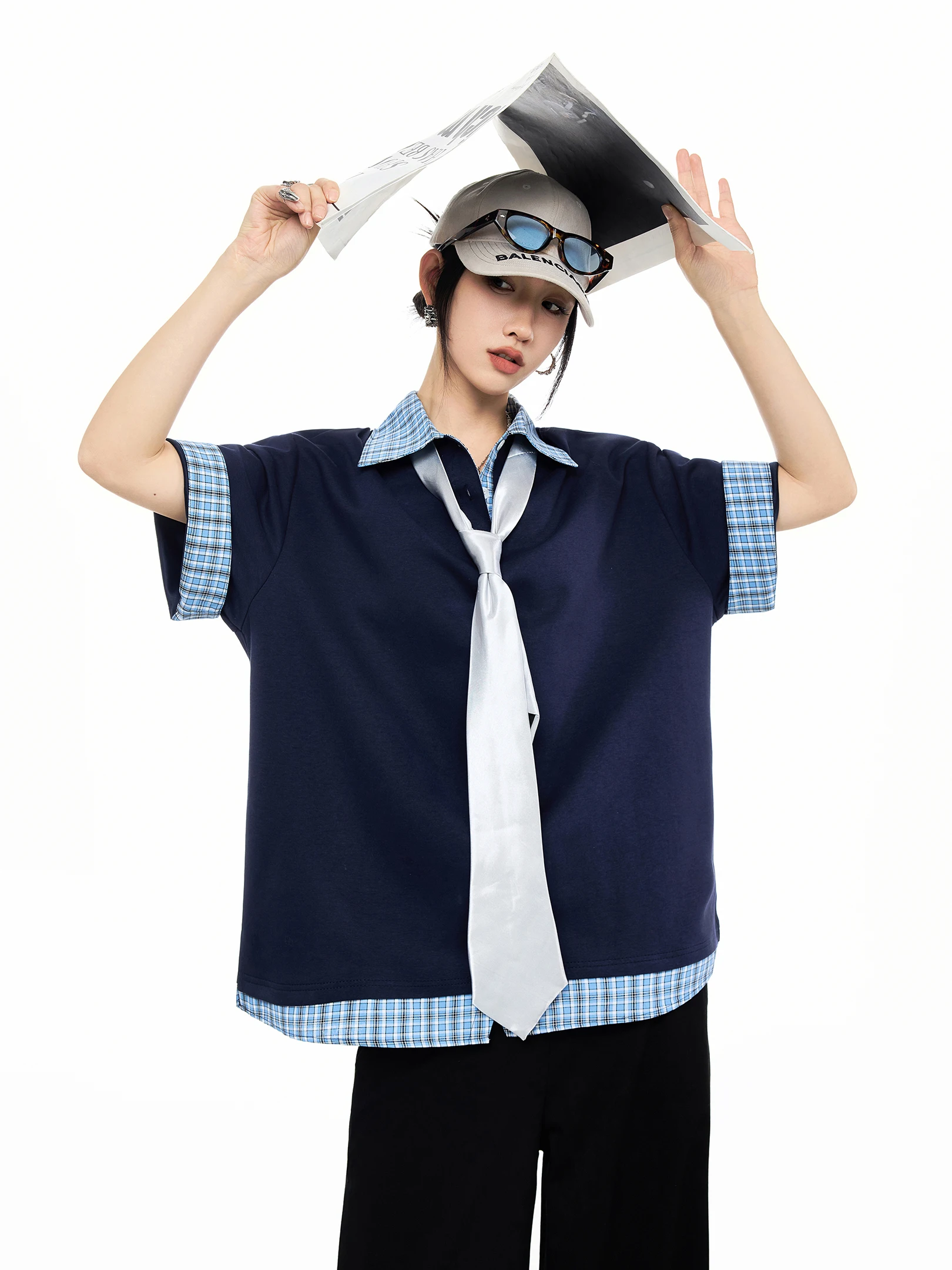 American Sle Plaid ort Sve Loose Women's T-irt Summer New irt Versatile Top Cotton Polyester Spandex Blend
American Sle Plaid ort Sve Loose Women's T-irt Summer New irt Versatile Top Cotton Polyester Spandex Blend