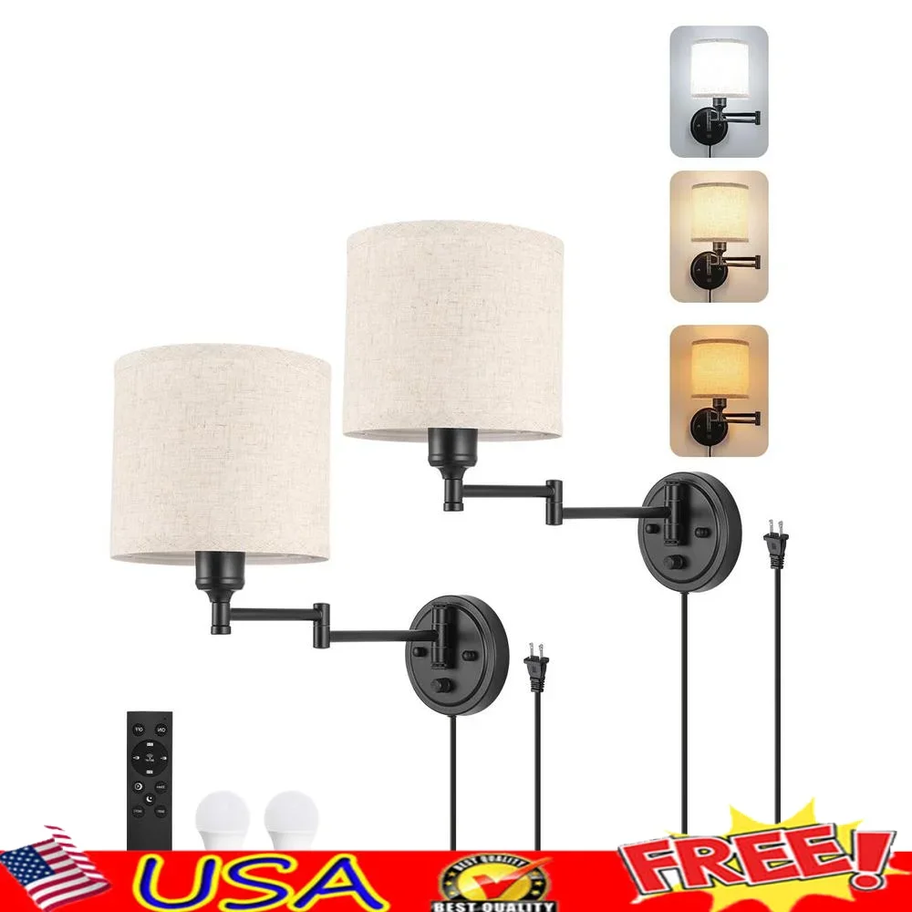 Plug In Wall Sconces Remote Control Dimming Adjustable Brightness Colors Hardwired or Plug-in Swing Arm Lighting Fixture
Plug In Wall Sconces Remote Control Dimming Adjustable Brightness Colors Hardwired or Plug-in Swing Arm Lighting Fixture
