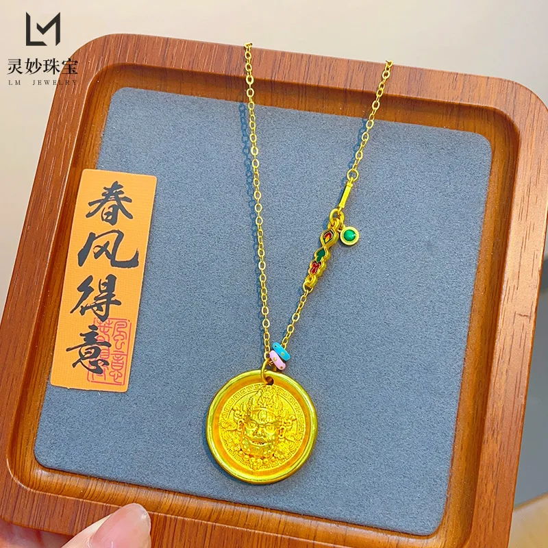 9999 24K real gold luxury jewelry hand-engraved round tag pendant necklace gift for men and women
9999 24K real gold luxury jewelry hand-engraved round tag pendant necklace gift for men and women