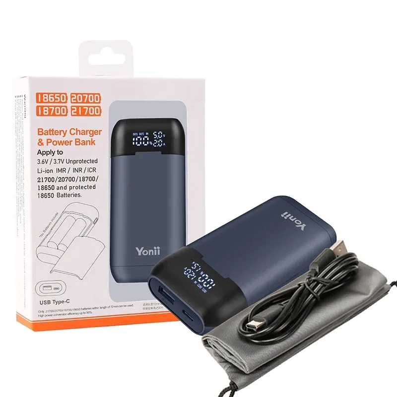 Power Bank 18650 Battery Charger Portable USB C Magnetic Charger Charging For Rechargeable 18650 Battery for 21700 20700 18700
Power Bank 18650 Battery Charger Portable USB C Magnetic Charger Charging For Rechargeable 18650 Battery for 21700 20700 18700