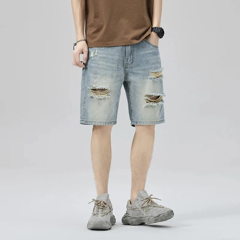 trend retro color washed hole Korean version of the fashion brand casual five minute shorts men's wear
trend retro color washed hole Korean version of the fashion brand casual five minute shorts men's wear