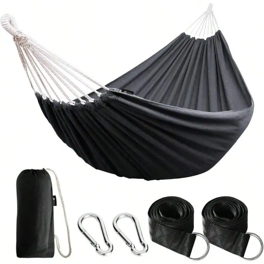 Cotton Hammock Portable Camping Hanging Sturdy Garden Comfortable Fabric With Tree Straps Up To 660lbs Travel Bag
Cotton Hammock Portable Camping Hanging Sturdy Garden Comfortable Fabric With Tree Straps Up To 660lbs Travel Bag