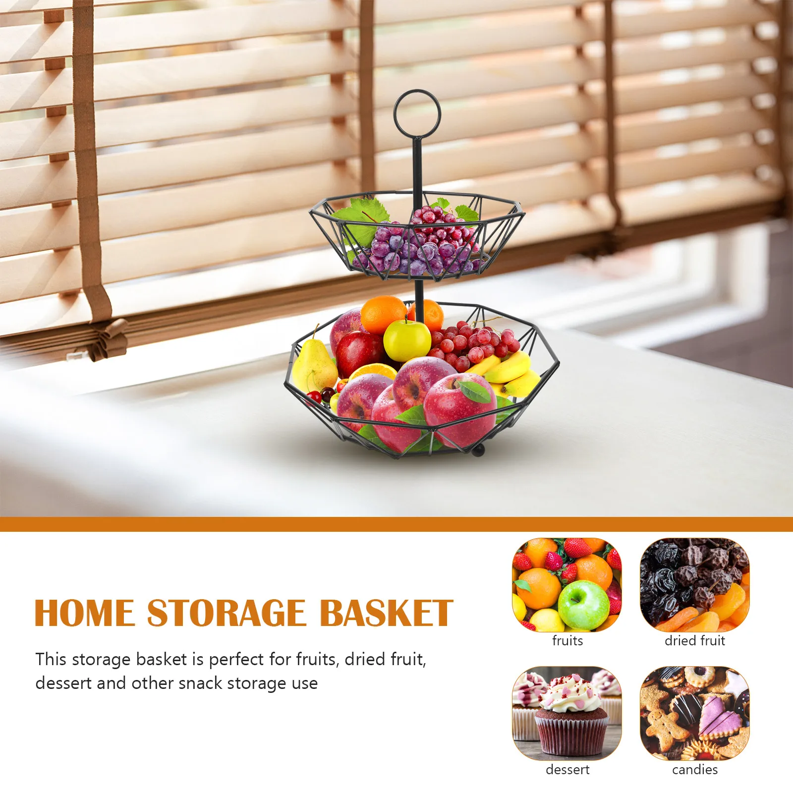 Fruit Basket Storage for Kitchen Countertop Tray Sturdy Stand Holder Iron Tiered Bowl Fashion Exquisite
Fruit Basket Storage for Kitchen Countertop Tray Sturdy Stand Holder Iron Tiered Bowl Fashion Exquisite