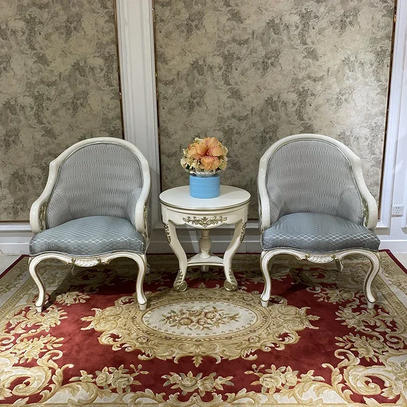 European fabric leisure chair tea table combination luxury solid wood carved bedroom single sofa chair
European fabric leisure chair tea table combination luxury solid wood carved bedroom single sofa chair