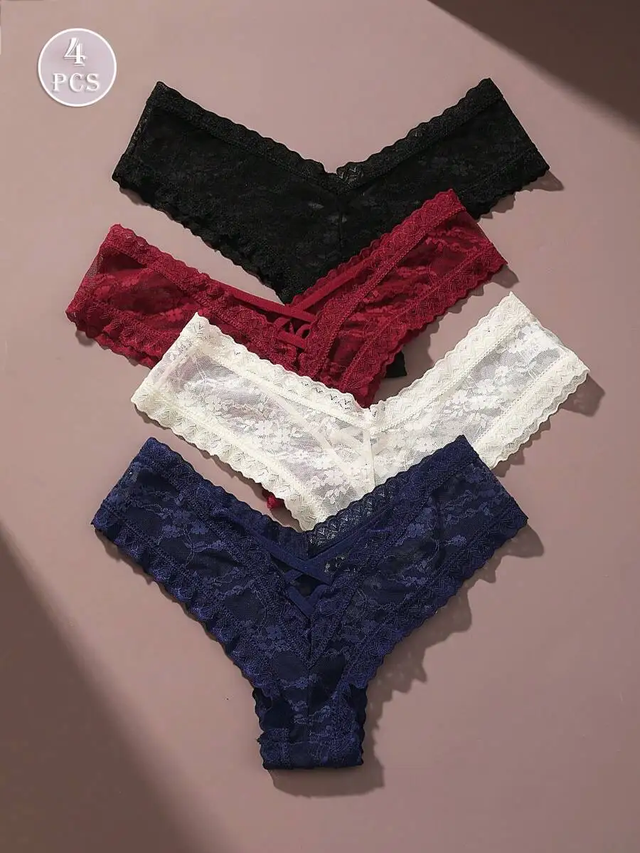 4 Pcs Womens Lace Thong With Cross Strap Hollow Out Underwear
4 Pcs Womens Lace Thong With Cross Strap Hollow Out Underwear