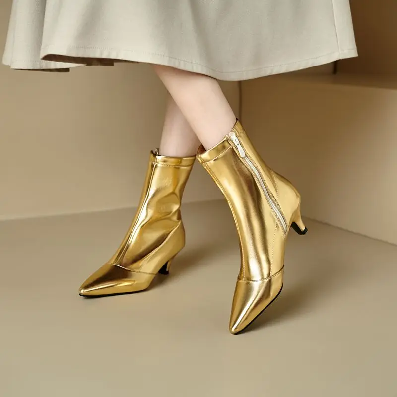 ORCHA LISA Luxury Women's Ankle Boots Gold Silver Pointed Toe 5.5cm Small Heels Zipper Plus Size 45-48 Fashion for Dating
ORCHA LISA Luxury Women's Ankle Boots Gold Silver Pointed Toe 5.5cm Small Heels Zipper Plus Size 45-48 Fashion for Dating
