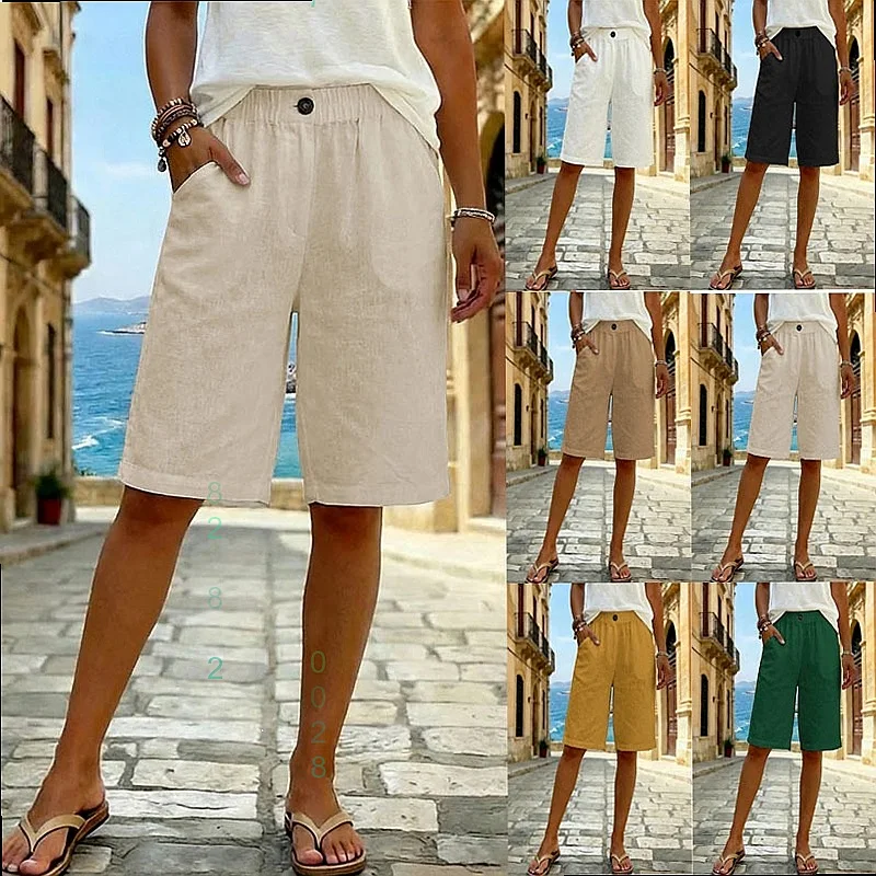 Ladies Cotton Linen Shorts Summer Casual Shorts Women's Solid Mid Rise Shorts
Ladies Cotton Linen Shorts Summer Casual Shorts Women's Solid Mid Rise Shorts