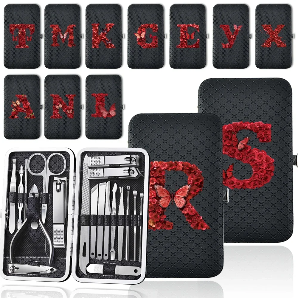 19 Pcs Nail Clippers Set Storage Box Manicure Case Organizer Pedicure Kit Personal Care Red Rose Letter Pattern Simple Portable
19 Pcs Nail Clippers Set Storage Box Manicure Case Organizer Pedicure Kit Personal Care Red Rose Letter Pattern Simple Portable