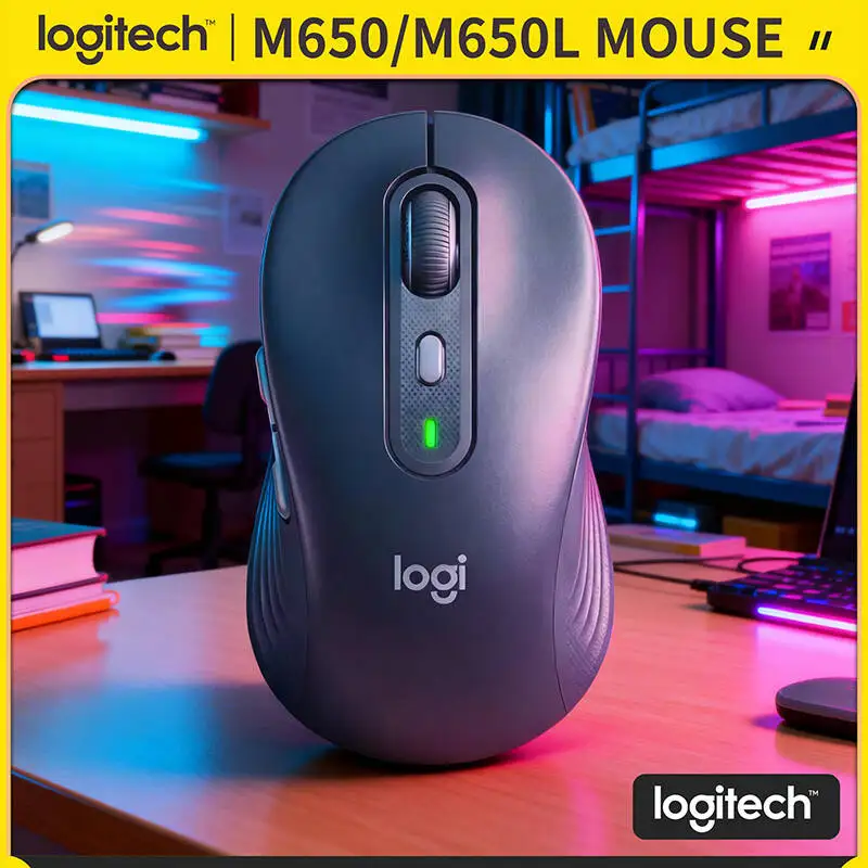 Logitech M650 Wireless Ergonomic Mouse - SmartWheel Scrolling, 20-Month Bluetooth Battery, 4000 DPI Tracking, Soft Thumb Area