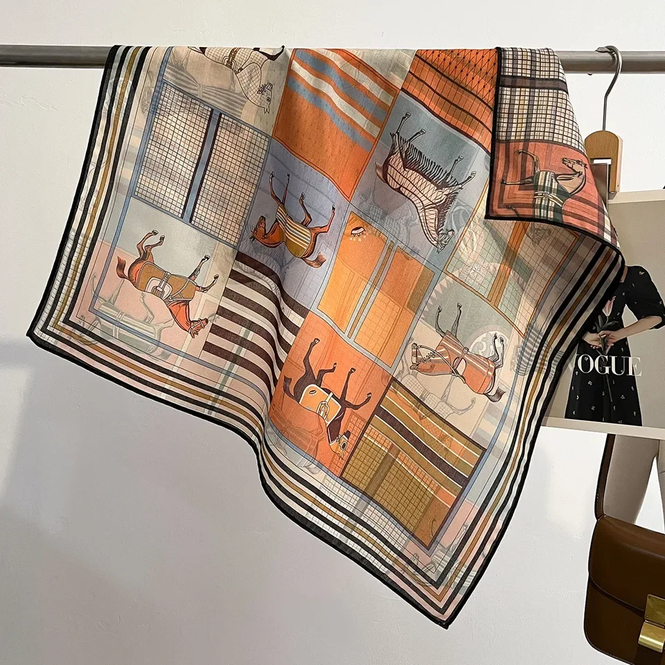 2025 New Fashion Horse Head Printed Scarf for Women Versatile Summer Turban Scarf Soft Square Scarf Echarpe
2025 New Fashion Horse Head Printed Scarf for Women Versatile Summer Turban Scarf Soft Square Scarf Echarpe