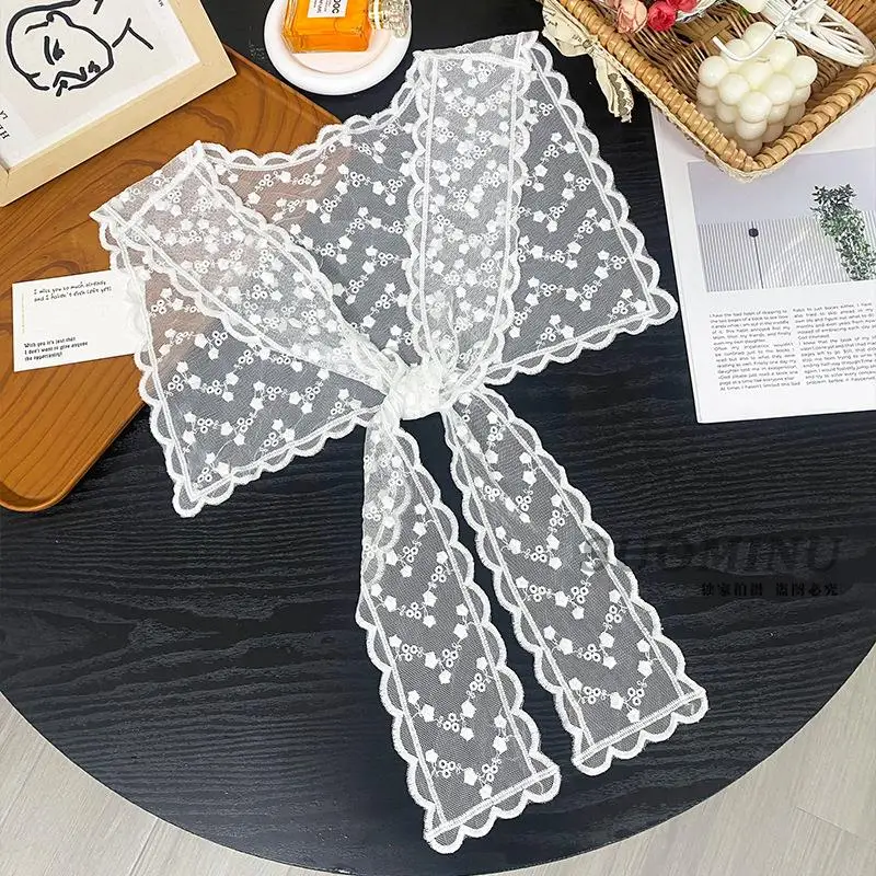 New Lace Embroidered Fake Collar long ribbon Bowknot Neck Scarf Lace Wrap Decorative Shawl fake collar Women Clothes Accessories
New Lace Embroidered Fake Collar long ribbon Bowknot Neck Scarf Lace Wrap Decorative Shawl fake collar Women Clothes Accessories