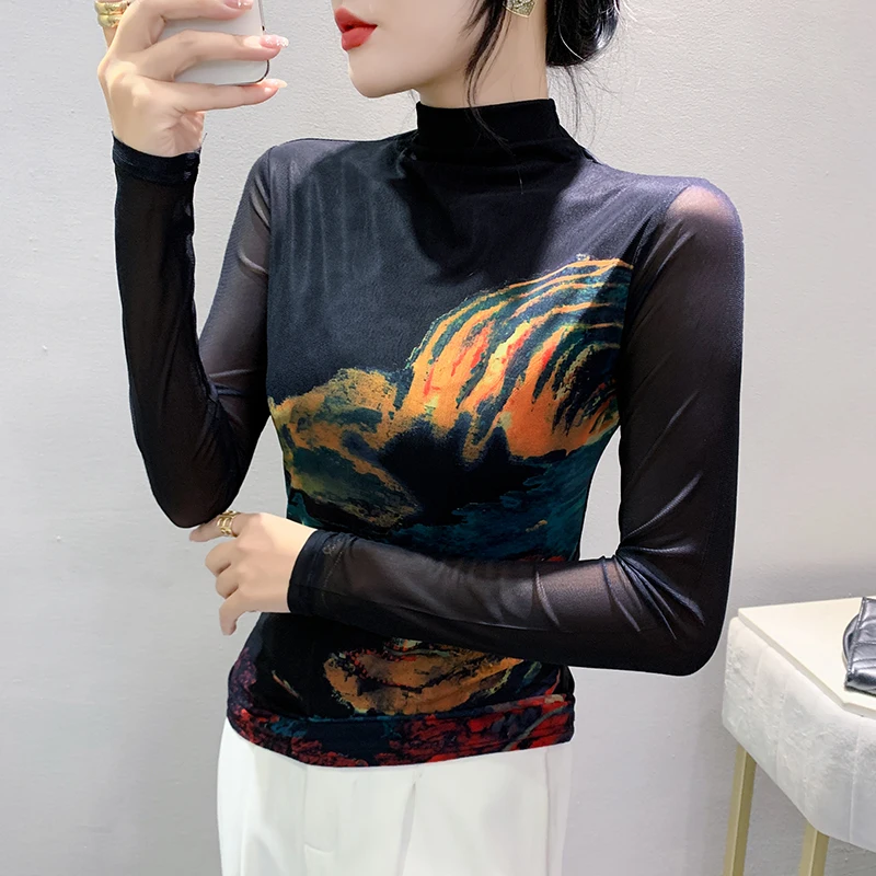 2023 New Fall Winter Clothes Location Flower T-Shirt Sexy Turtleneck Print Geometric Pattern Women Tops Long Sleeve Tees 39283
2023 New Fall Winter Clothes Location Flower T-Shirt Sexy Turtleneck Print Geometric Pattern Women Tops Long Sleeve Tees 39283