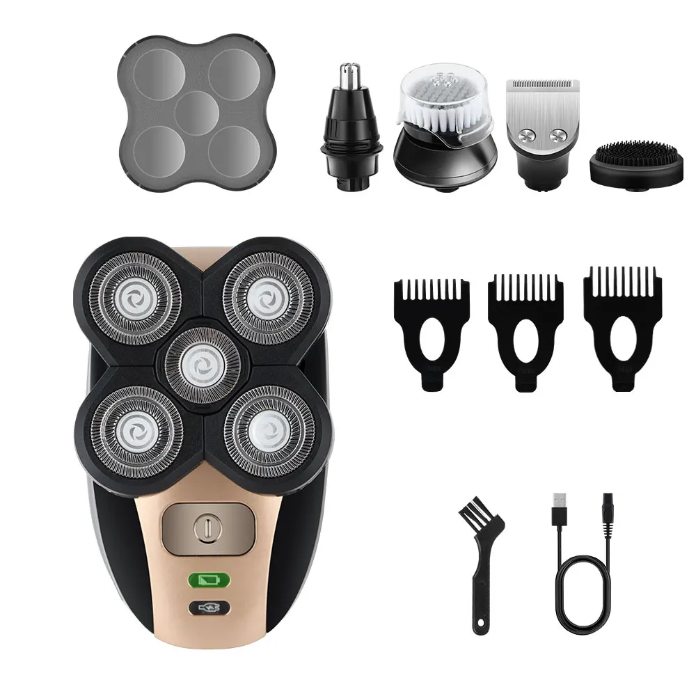 5-in-1 Men's Electric Head Shaver, 5D Floating Rotary Razor, IPX7 Waterproof USB Rechargeable Grooming Kit
5-in-1 Men's Electric Head Shaver, 5D Floating Rotary Razor, IPX7 Waterproof USB Rechargeable Grooming Kit