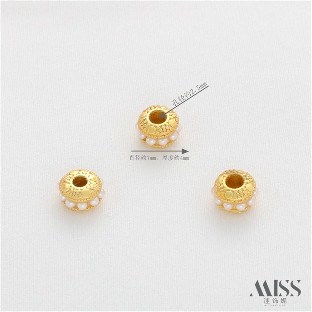 18K Gold Color Matte Gold Inlaid Bead Running Ring Circle Wheel Large Hole Bead Spacer DIY Pearl Bracelet Jewelry Accessories
18K Gold Color Matte Gold Inlaid Bead Running Ring Circle Wheel Large Hole Bead Spacer DIY Pearl Bracelet Jewelry Accessories