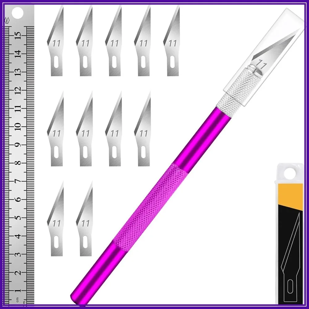 Precision Hobby Knife Set with 10 Extra #11 Blades & Steel Ruler for Crafting, Clay, Paper, Vinyl, Stencil & Model Making
Precision Hobby Knife Set with 10 Extra #11 Blades & Steel Ruler for Crafting, Clay, Paper, Vinyl, Stencil & Model Making