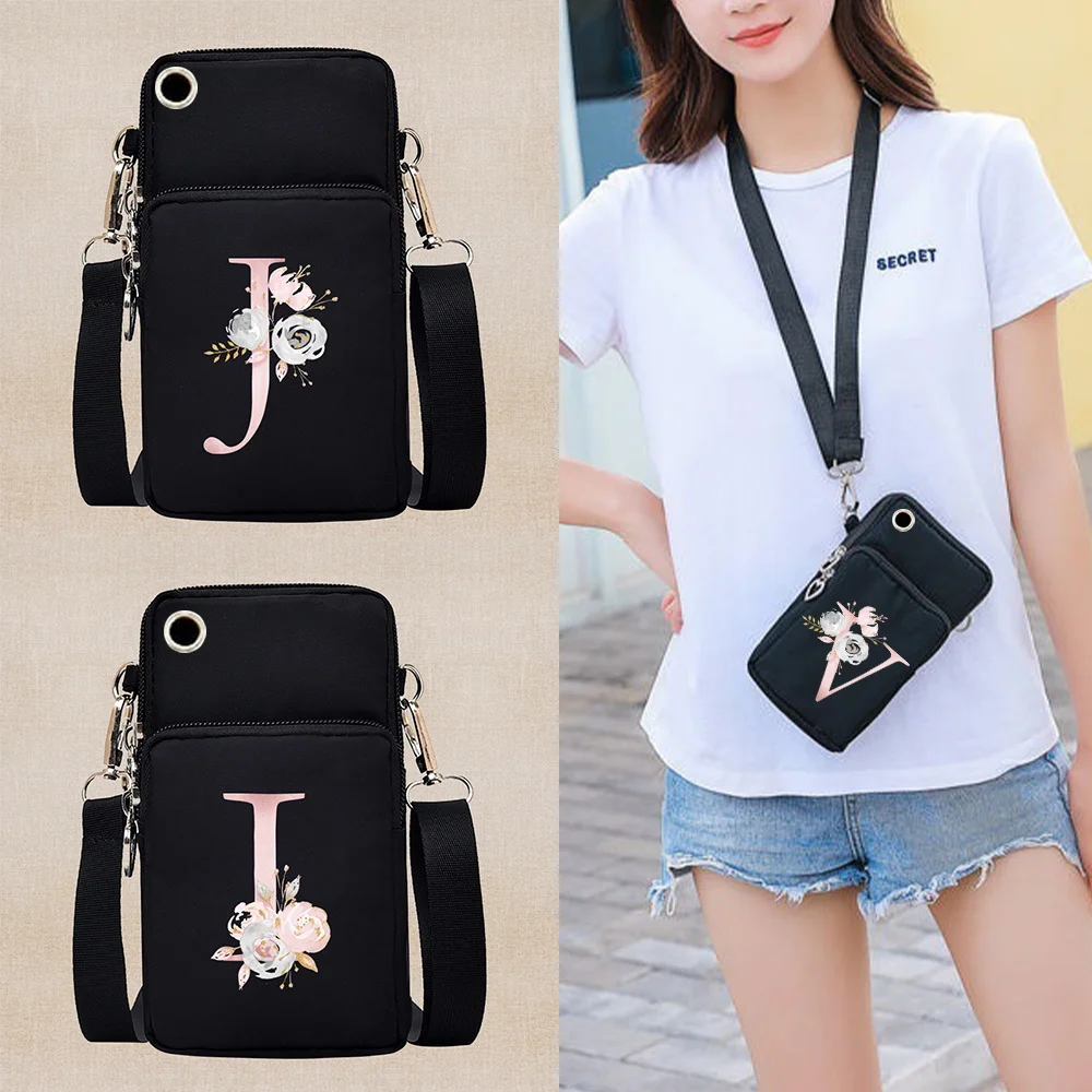 Crossbody Phone Pouch Pink Flower Letter Printing with Shoulder Strap and Hand Strap Multi Storing Phone Cards and Small Items
Crossbody Phone Pouch Pink Flower Letter Printing with Shoulder Strap and Hand Strap Multi Storing Phone Cards and Small Items