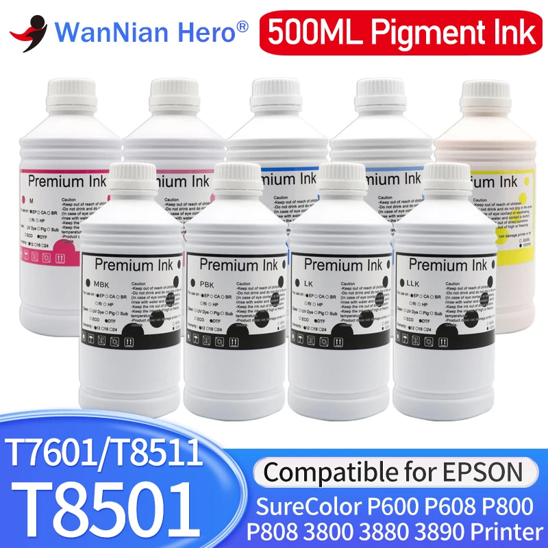 Пигментные чернила T8501 T7601 для Epson SureColor P600 P608 P800 P808 500 3800 3880, чернила для заправки принтера (доступно 9 цветов), 3890 мл
Пигментные чернила T8501 T7601 для Epson SureColor P600 P608 P800 P808 500 3800 3880, чернила для заправки принтера (доступно 9 цветов), 3890 мл
