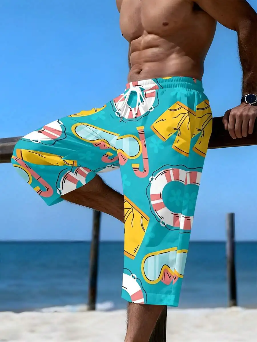 Mens Calf-Length Shorts Turquoise Diving Gear Print Woven Drawstring Casual Beach Sports
Mens Calf-Length Shorts Turquoise Diving Gear Print Woven Drawstring Casual Beach Sports