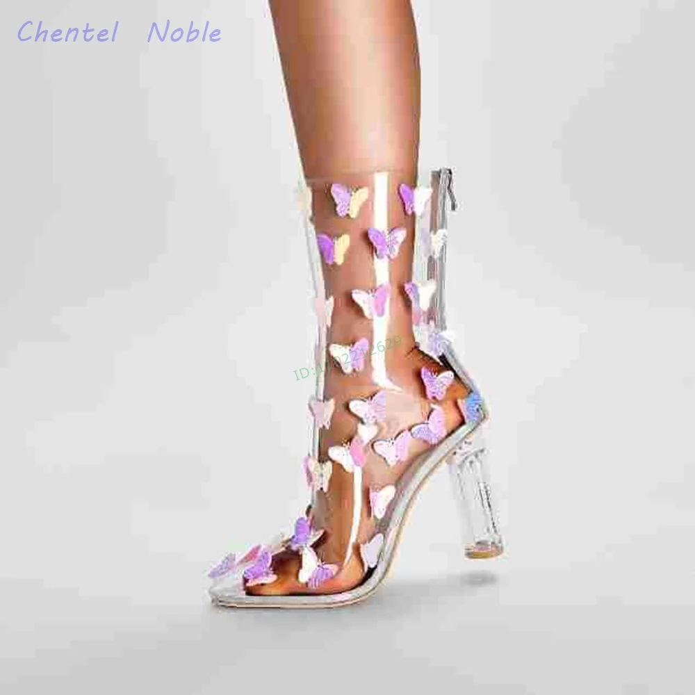Transparent Pointed Toe Butterfly Mid-calf Boots Back Zipper Square High Heels Crystal Heel Stiletto Solid Summer Women Shoes
Transparent Pointed Toe Butterfly Mid-calf Boots Back Zipper Square High Heels Crystal Heel Stiletto Solid Summer Women Shoes