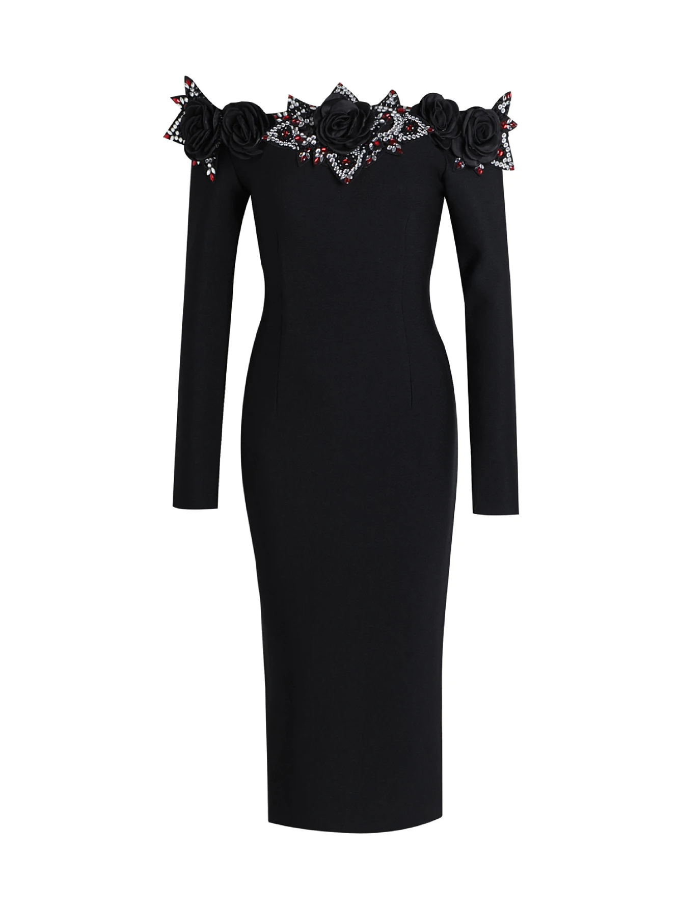 High Quality Women'S Sexy Off The Shoulder Long Sleeved 3D Flower Crystal Diamond Celebrity Party Midi Bandage Dress Vestidos
High Quality Women'S Sexy Off The Shoulder Long Sleeved 3D Flower Crystal Diamond Celebrity Party Midi Bandage Dress Vestidos