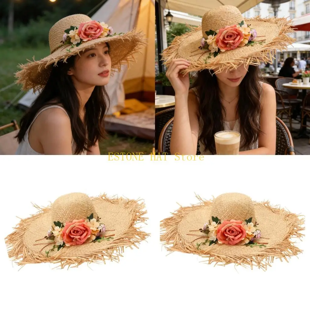 49MF Adjustable Straw Hat With Flowers Women Casual Holiday Beach Sun Hat For Travel Gardening And Outdoor Activities
49MF Adjustable Straw Hat With Flowers Women Casual Holiday Beach Sun Hat For Travel Gardening And Outdoor Activities