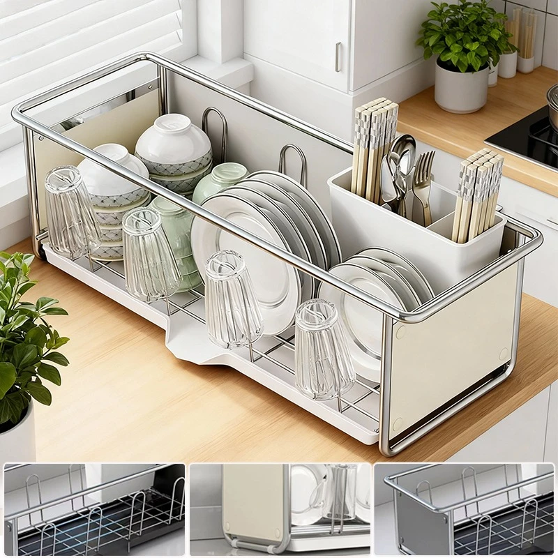 Kitchen Counter Dish Drainer Rack with Drainboard Moistureproof Rustproof Kitchen Organizer Large Capacity Bowl Plate Cup Holder
Kitchen Counter Dish Drainer Rack with Drainboard Moistureproof Rustproof Kitchen Organizer Large Capacity Bowl Plate Cup Holder